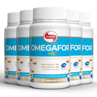 KIT 5 ÔMEGAFOR FAMILY ÔMEGA 3 VITAFOR 120 CáPSULAS