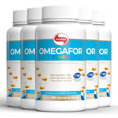 KIT 5 ÔMEGAFOR FAMILY ÔMEGA 3 VITAFOR 360 CáPSULAS