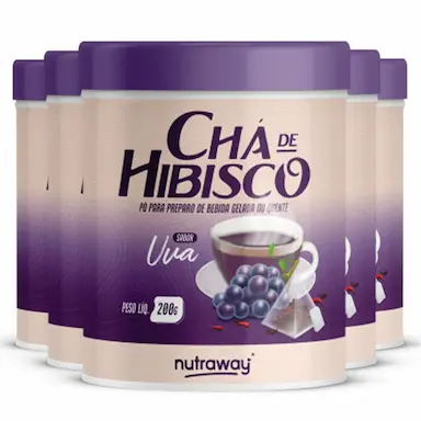 KIT 5 CHá DE HIBISCO UVA NUTRAWAY 200G