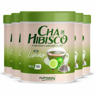 KIT 5 CHá DE HIBISCO LIMãO NUTRAWAY 200G