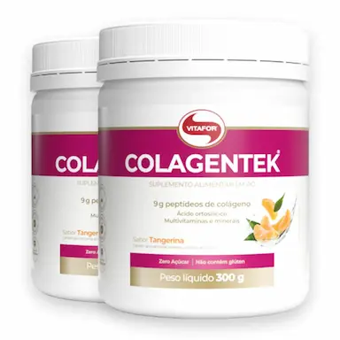 KIT 2 COLáGENO HIDROLISADO COLAGENTEK VITAFOR 300G TANGERINA