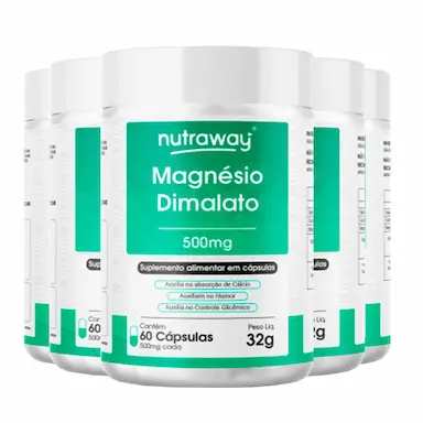 KIT 5 MAGNéSIO DIMALATO NUTRAWAY 60 CáPSULAS