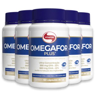 KIT 5 ÔMEGAFOR PLUS 1000MG VITAFOR 60 CáPSULAS