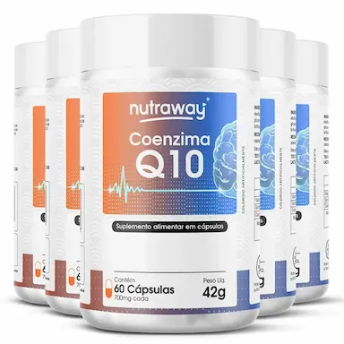 KIT 5 COENZIMA Q10 NUTRAWAY 500MG 60 CáPSULAS