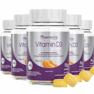 KIT 5 VITAMINA D3 GUMMY 30 CáPSULAS DA SANAVITA