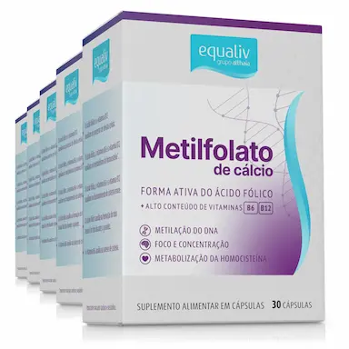 KIT 5 METILFOLATO DE CáLCIO EQUALIV 30 CáPSULAS