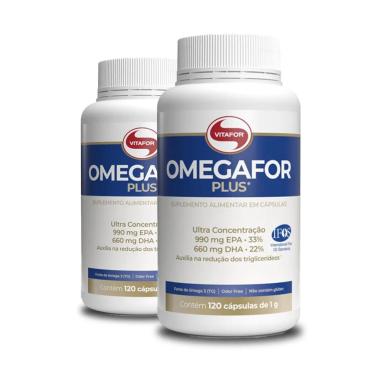 KIT 2 ôMEGAFOR PLUS 1000MG VITAFOR 120 CáPSULAS