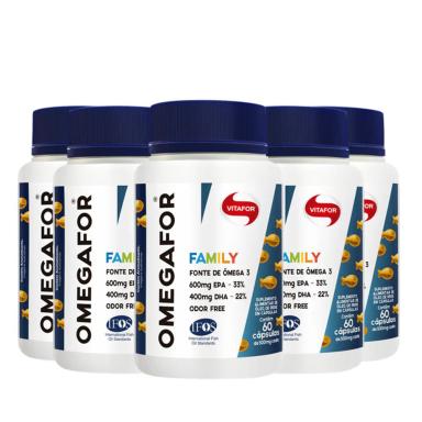 KIT 5 ÔMEGAFOR FAMILY ÔMEGA 3 VITAFOR 60 CáPSULAS