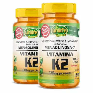 KIT 2 VITAMINA K2 MENAQUINONA-7 UNILIFE 120 CáPSULAS