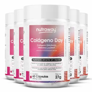 KIT 5 COLáGENO DAY HIDROLISADO NUTRAWAY 60 CáPSULAS