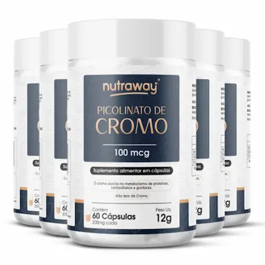 KIT 5 PICOLINATO DE CROMO NUTRAWAY 60 CáPSULAS