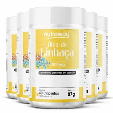 KIT 5 ÓLEO DE LINHAçA NUTRAWAY 1000MG 60 CáPSULAS