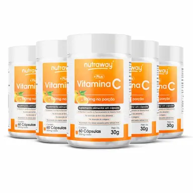 KIT 5 VITAMINA C NUTRAWAY 60 CáPSULAS