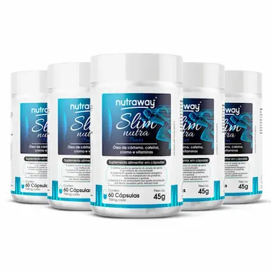 KIT 5 SLIM NUTRA TERMOGêNICO HOMEM NUTRAWAY 60 CáPSULAS