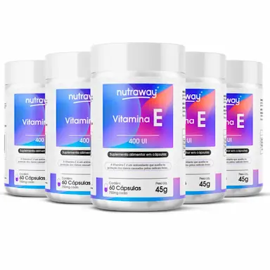 KIT 5 VITAMINA E 400UI NUTRAWAY 60 CáPSULAS