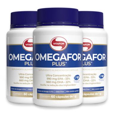 KIT 3 ÔMEGAFOR PLUS 1000MG VITAFOR 60 CáPSULAS