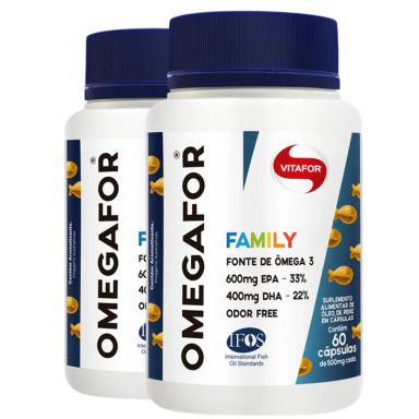 KIT 2 ÔMEGAFOR FAMILY ÔMEGA 3 VITAFOR 60 CáPSULAS