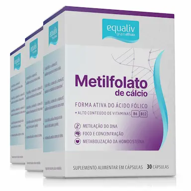 KIT 3 METILFOLATO DE CáLCIO EQUALIV 30 CáPSULAS