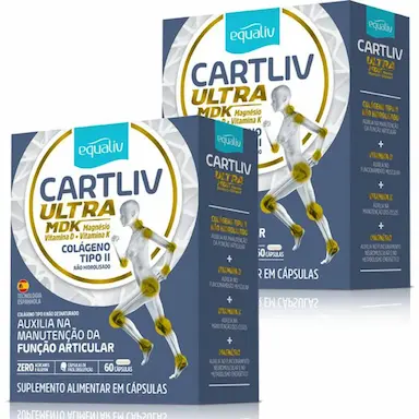 Kit 2 Cartliv Ultra MDK Colágeno Tipo 2 Equaliv 60 Cápsulas