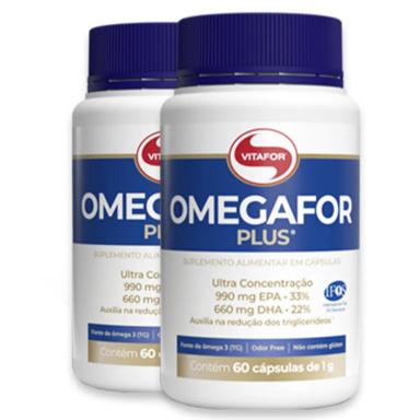 KIT 2 ÔMEGAFOR PLUS 1000MG VITAFOR 60 CáPSULAS