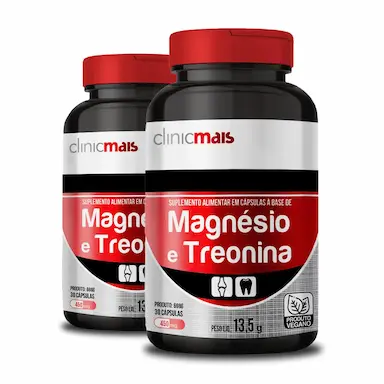 KIT 2 MAGNéSIO E TREONINA CLINIC MAIS 30 CáPSULAS