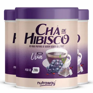 KIT 3 CHá DE HIBISCO UVA NUTRAWAY 200G