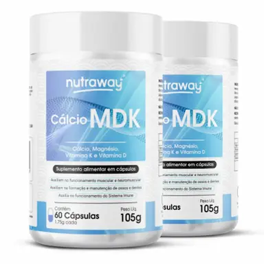 KIT 2 CáLCIO MDK 1,75G NUTRAWAY 60 CáPSULAS