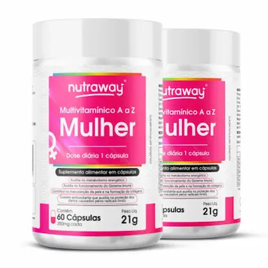 KIT 2 MULTIVITAMíNICO MULHER NUTRAWAY 350MG 60 CáPSULAS