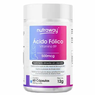 VITAMINA B9 ÁCIDO FóLICO NUTRAWAY 60 CáPSULAS