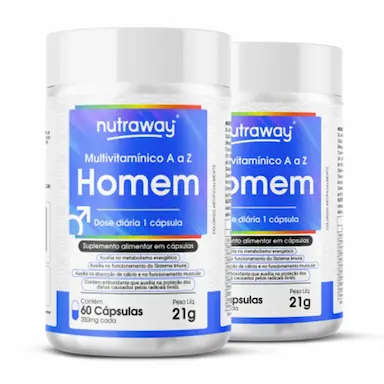 KIT 2 MULTIVITAMíNICO HOMEM NUTRAWAY 350MG 60 CáPSULAS