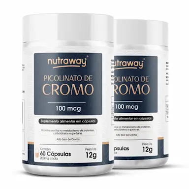 KIT 2 PICOLINATO DE CROMO NUTRAWAY 60 CáPSULAS