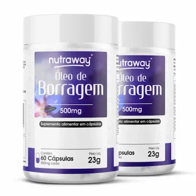 KIT 2 ÓLEO DE BORRAGEM NUTRAWAY 500MG 60 CáPSULAS