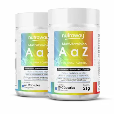 KIT 2 MULTIVITAMíNICO A A Z NUTRAWAY 350MG 60 CáPSULAS