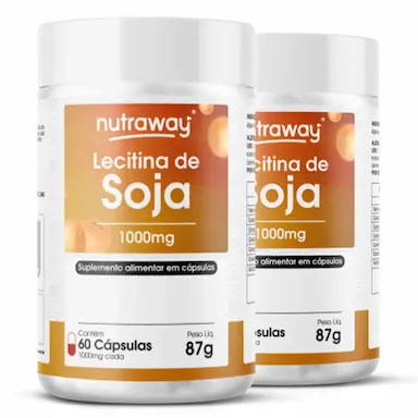 KIT 2 LECITINA DE SOJA NUTRAWAY 1000MG 60 CáPSULAS