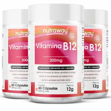 KIT 3 VITAMINA B12 NUTRAWAY 60 CáPSULAS