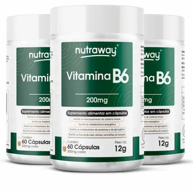 KIT 3 VITAMINA B6 - 200MG NUTRAWAY 60 CáPSULAS