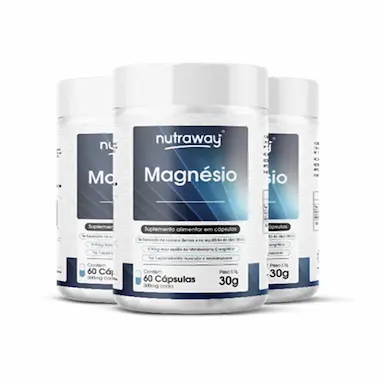 KIT 3 MAGNéSIO QUELATO NUTRAWAY 60 COMPRIMIDOS