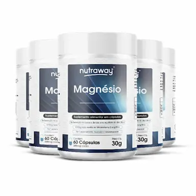 KIT 5 MAGNéSIO QUELATO NUTRAWAY 60 COMPRIMIDOS