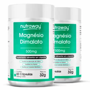 KIT 2 MAGNéSIO DIMALATO NUTRAWAY 60 CáPSULAS