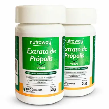 KIT 2 EXTRATO DE PRóPOLIS VERDE NUTRAWAY 60 CáPSULAS