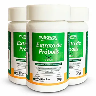 KIT 3 EXTRATO DE PRóPOLIS VERDE NUTRAWAY 60 CáPSULAS