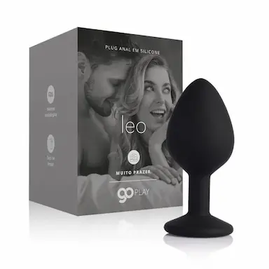 PLUG ANAL EM SILICONE GO PLAY LEO MéDIO PRETO