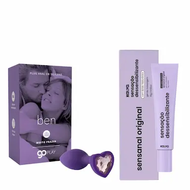 KIT PLUG ANAL EM SILICONE GO PLAY BEN - LILáS E SENSANAL ORIGINAL