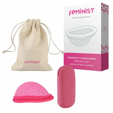 KIT DISCO MENSTRUAL FEMINIST MODELO B COM BAG DE SILICONE