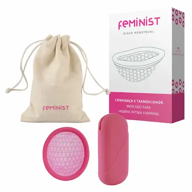 KIT DISCO MENSTRUAL FEMINIST MODELO A COM BAG DE SILICONE