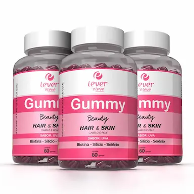 KIT C/ 3 GUMMY BEAUTY - HAIR &amp;amp;AMP; SKIN FORTALECE COM SAúDE