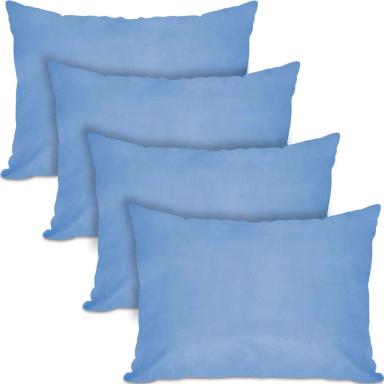 KIT 4 TRAVESSEIRO FIBRA SILICONADA TECNOLOGIA BLOQUEADOR BACTERIANO 50X70CM BF COLCHõES AZUL