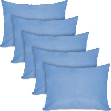 KIT 5 TRAVESSEIROS FIBRA SILICONADA TECNOLOGIA BLOQUEADOR BACTERIANO 45X65 BF COLCHõES AZUL