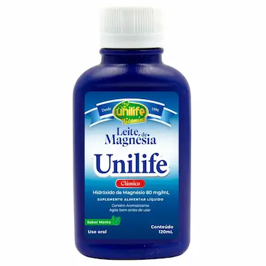 LEITE DE MAGNéSIA - HIDRóXIDO DE MAGNéSIO 8% - SABOR MENTA - 120ML - UNILIFE