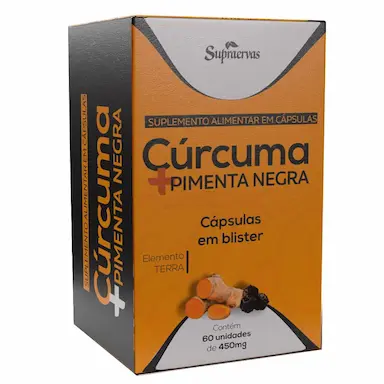 CúRCUMA + PIMENTA PRETA - 60 CAPS DE 550MG - BLISTER - SUPRA ERVAS
